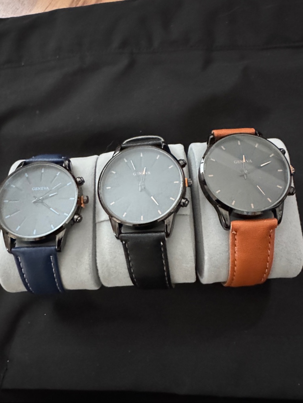 Priced to sell - Faux Leather Strap Watches in Black, Blue, and Brown